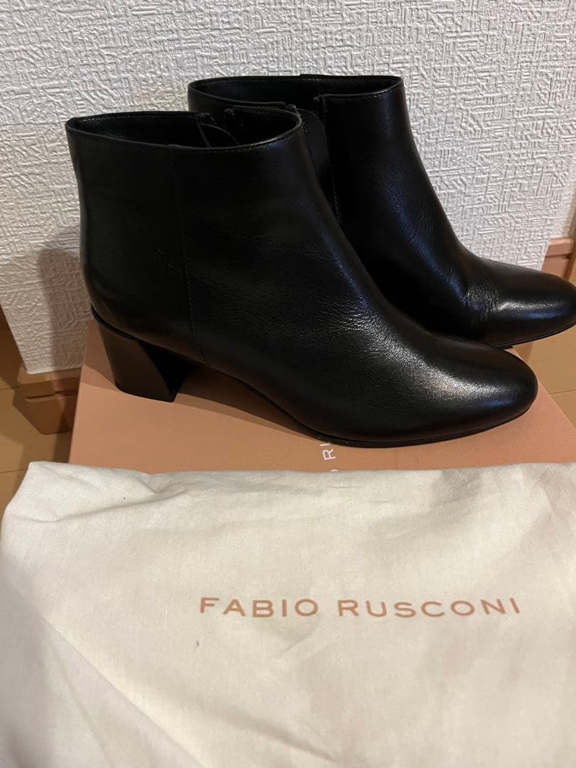 FABIO RUSCONI ブラックレザーブーツ 38