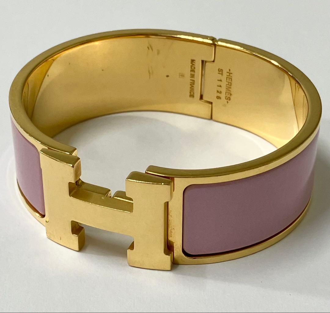 HERMES エルメス クリッククラック PM バングル ピンク ゴールド