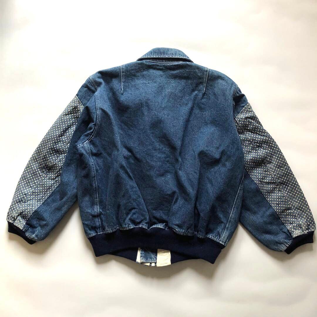★レトロ★ピンクハウス ロゴデニムジップジャケット ドット 切替 ブルー