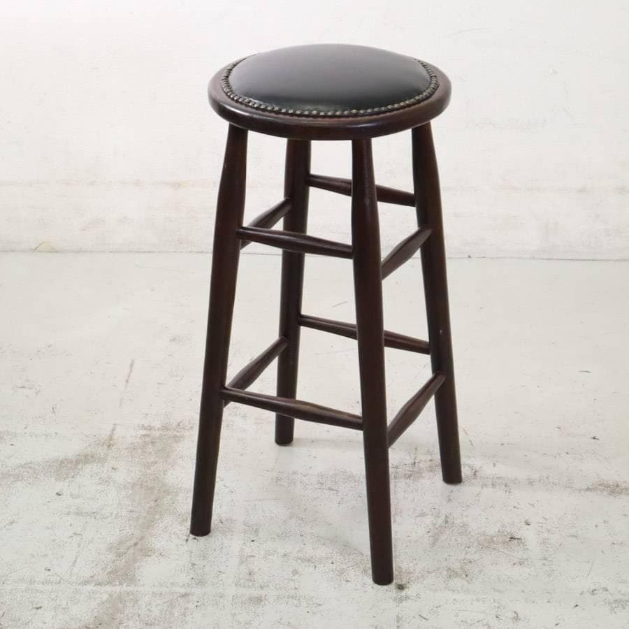 6脚まとめ買い3 ルーマニア製 ハイスツール ビーチ材 ブラック PVCレザー