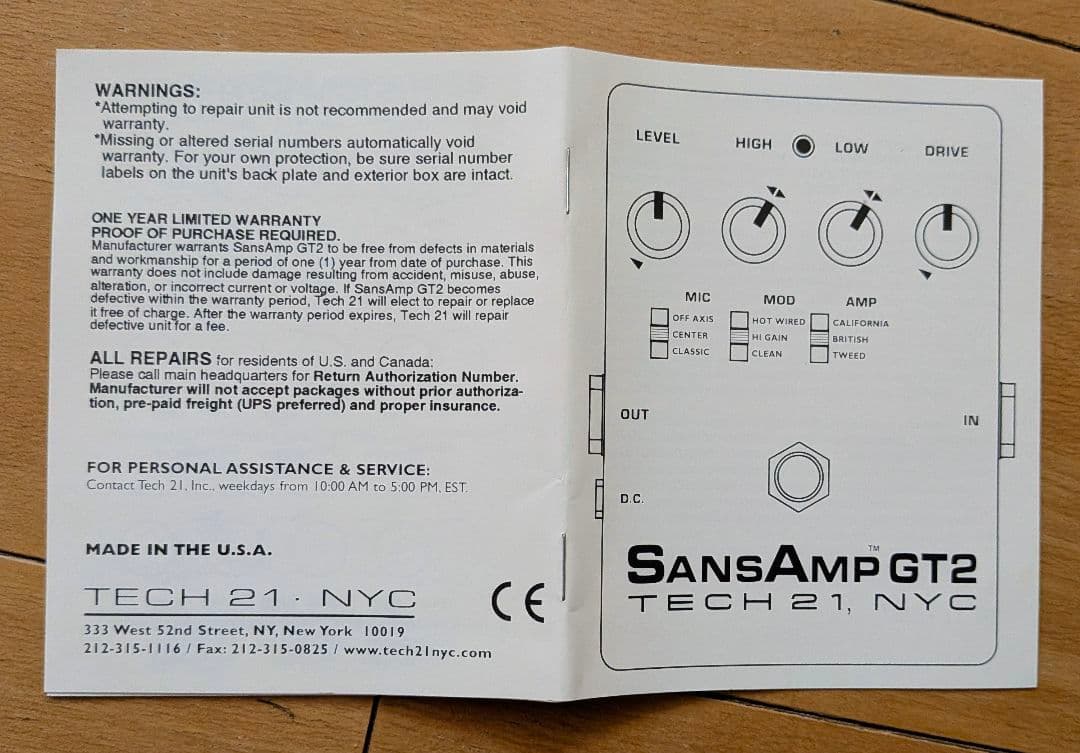 [値下げしました！]TECH 21 SansAmp GT2 ギターエフェクター