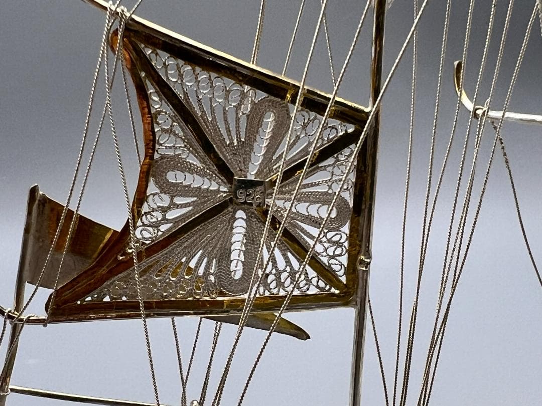 925刻印 銀製 シルバー 銀細工 船 ガラスケース ヨット重量約81g