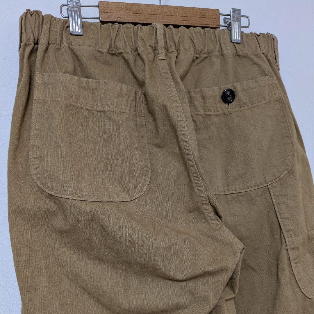 オアスロウ フレンチワークパンツ M ヘリンボーンボタンフライ カーキ日本製