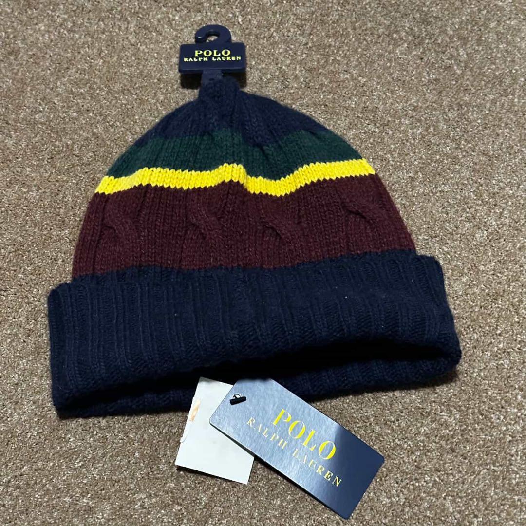 POLO RALPH LAUREN ポロベア ニット帽 ネイビー マルチカラー