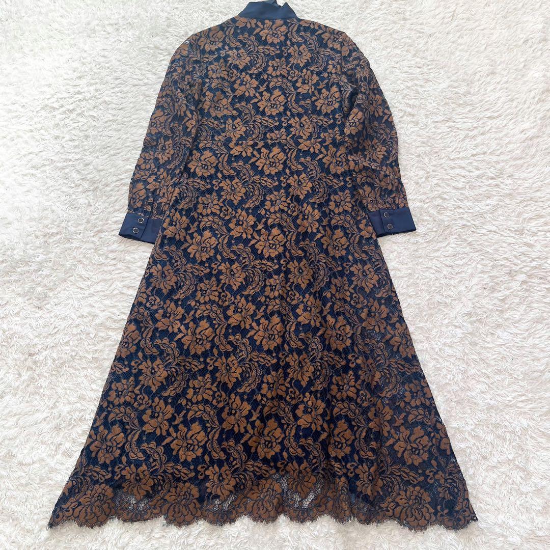 グレースコンチネンタル　ロング刺繍ワンピース ボウタイ リボンタイ