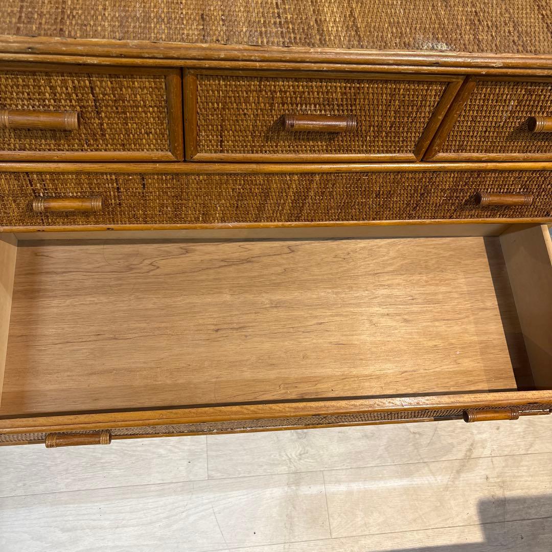 ラタン製シンプルチェスト 6引き出し