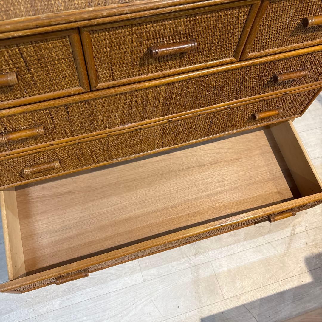 ラタン製シンプルチェスト 6引き出し