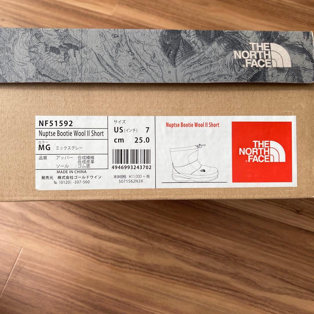 ザノースフェイス ヌプシ ブーティ ウール ショート　ミックスグレー　25.0