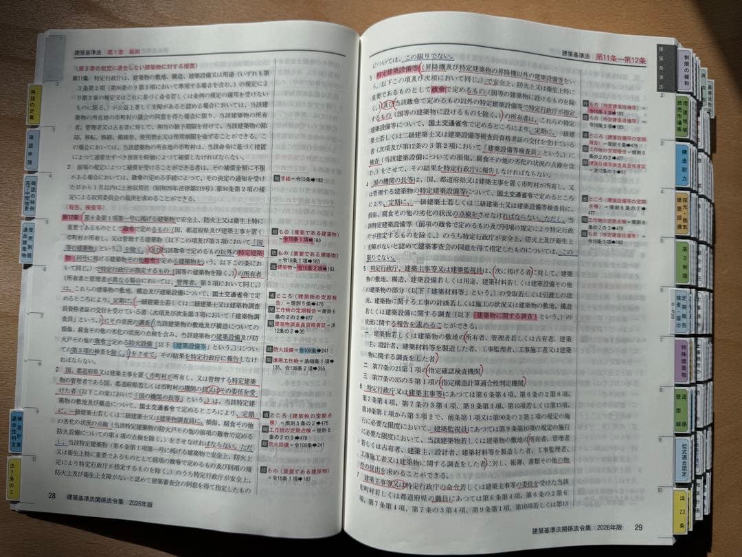 建築基準法関係法令集 2026年版　一級建築士用線引き+通学生仕様インデックス済
