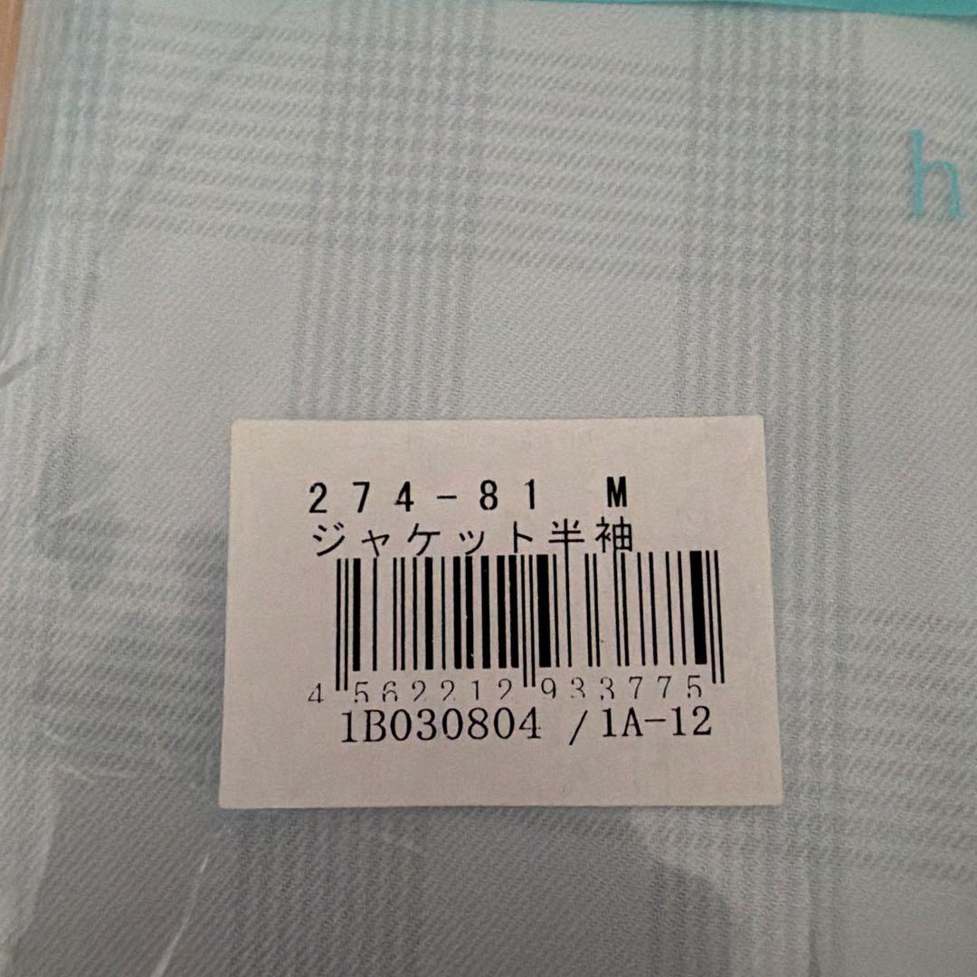 KAZEN 半袖ジャケット　女性用 Mサイズ 水色シャドーチェック柄