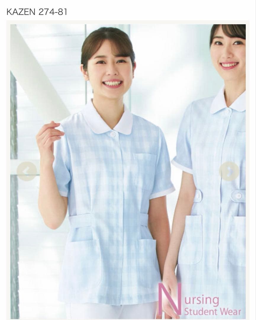 KAZEN 半袖ジャケット　女性用 Mサイズ 水色シャドーチェック柄