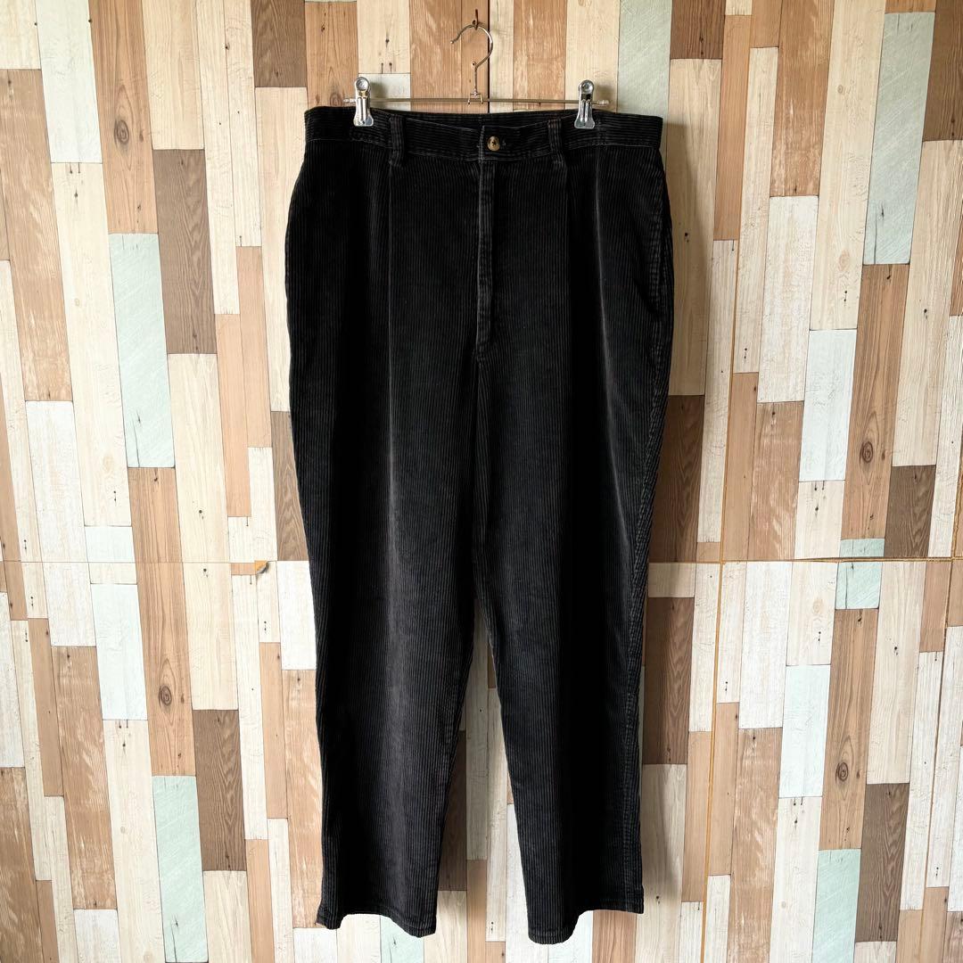 【USA製】90s LANDS'END 太畝コーデュロイパンツ 黒 W33L28