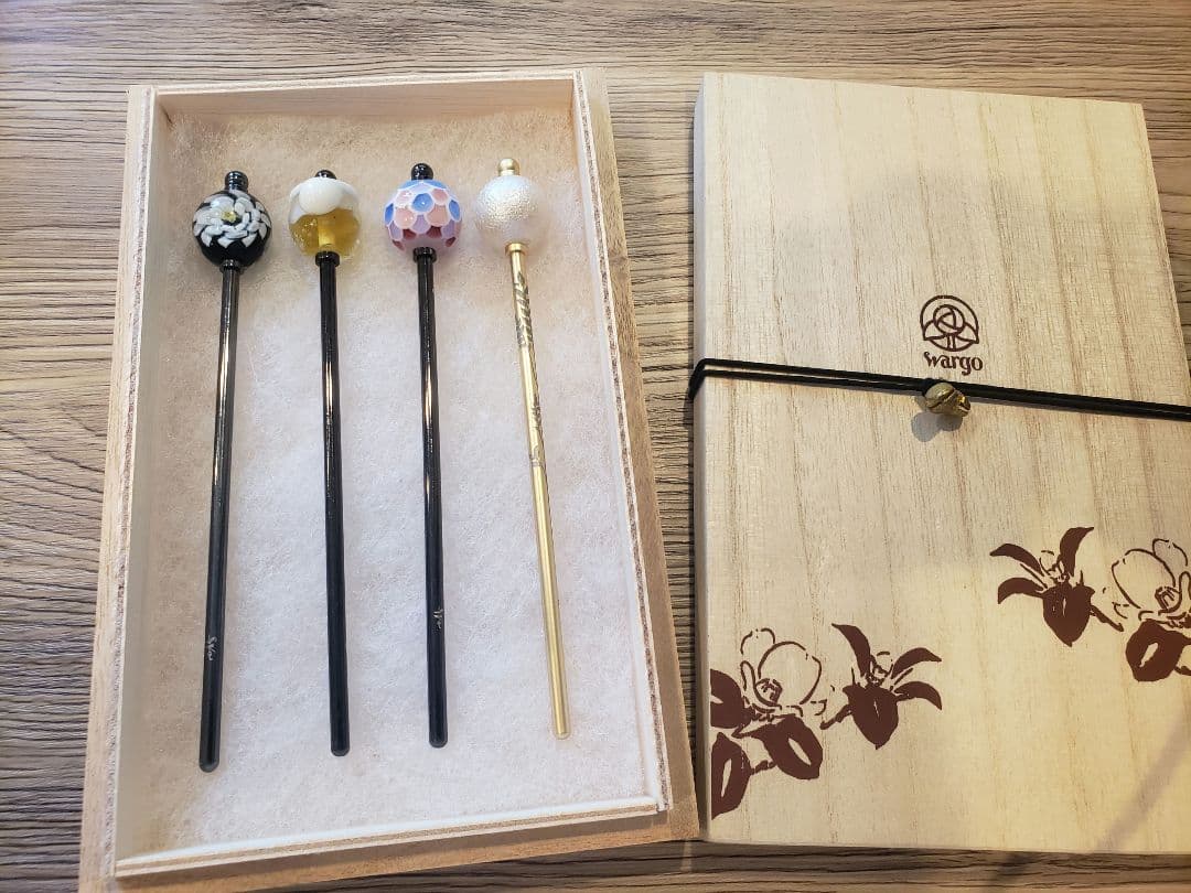かんざし屋wargo とんぼ玉簪 4本セット 桐箱付き カンザシヤワーゴ