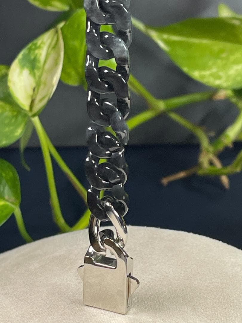 ミャンマー産天然翡翠A貨 黒翡翠(烏鶏) 19cm危除け金運アップ ブレスレット