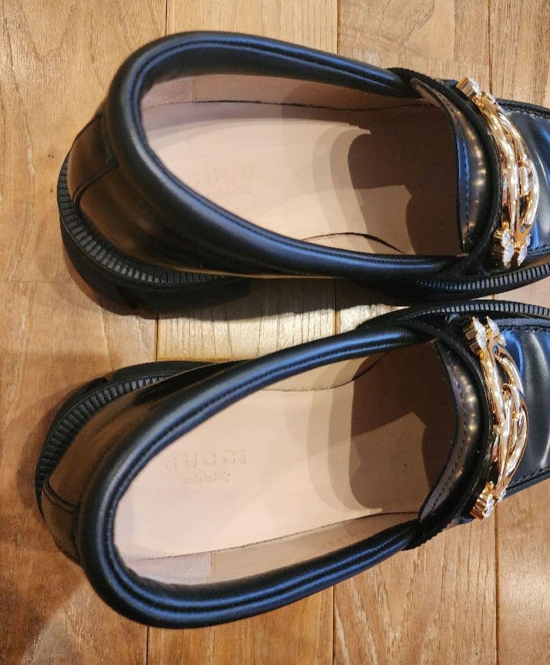 グッチ インターロッキングG レザー ローファー　36 ブラック　厚底