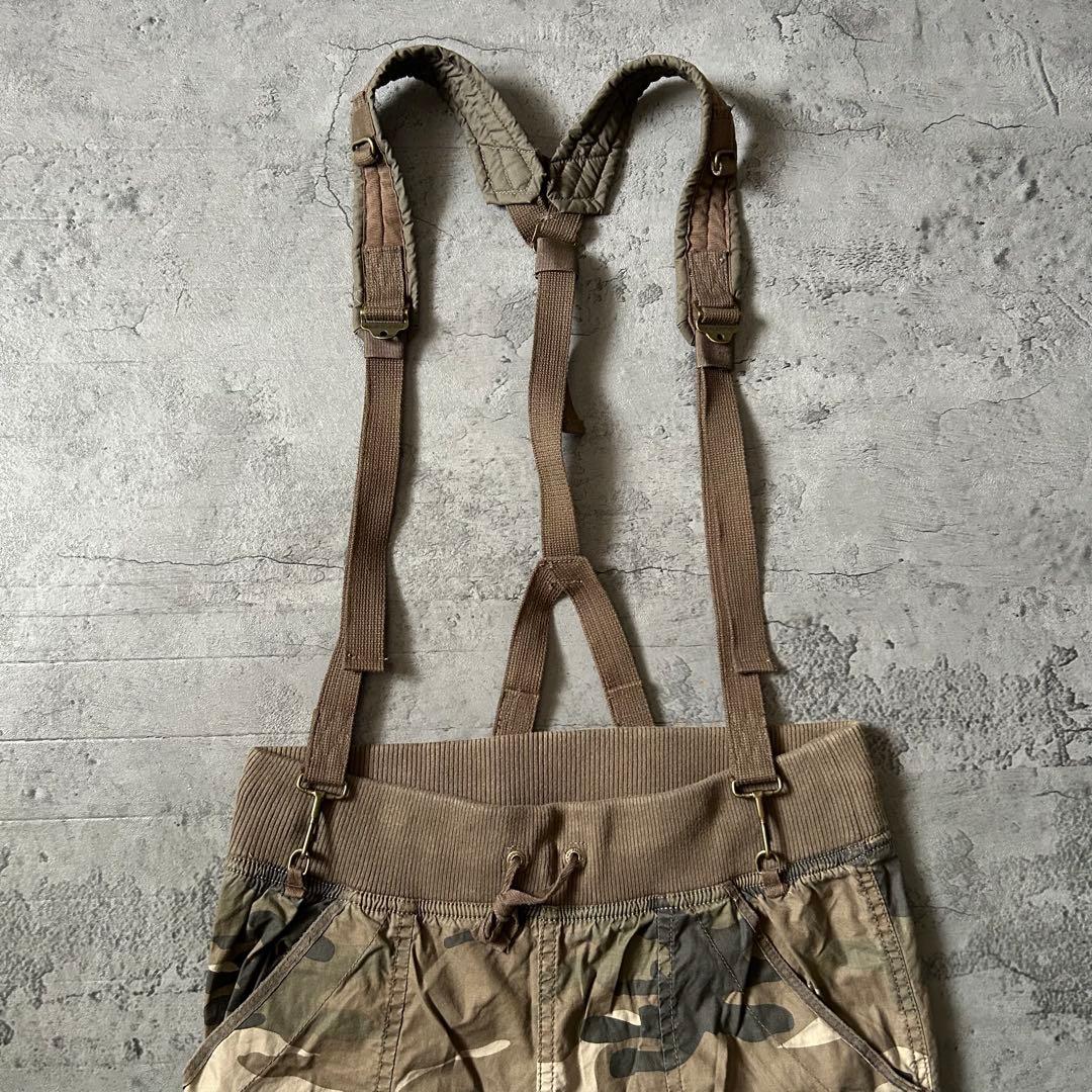 00s Y2K GOA ゴア 迷彩 パラシュートパンツ カーゴ サスペンダー