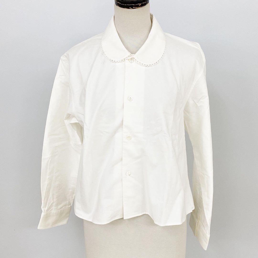【希少】トリココムデギャルソン 長袖 丸襟シャツ M 白シャツ