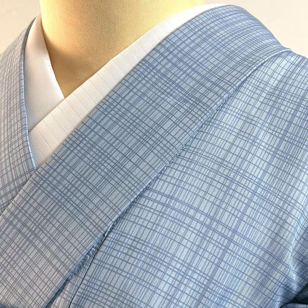 浴衣　夏　単着物　ブルーグレー　吸湿速乾　献上柄　半幅帯　2点セット　0724④