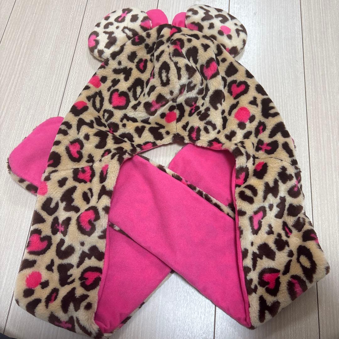 ディズニー ミニー ヒョウ柄 マフラーキャ ップ