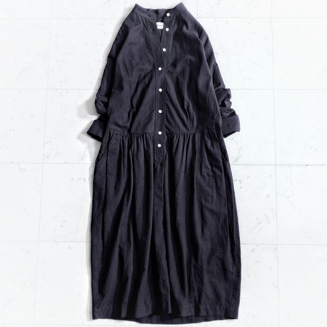 美品✨定価3.5万 ザシンゾーン バンドカラー リネン ロングシャツワンピース