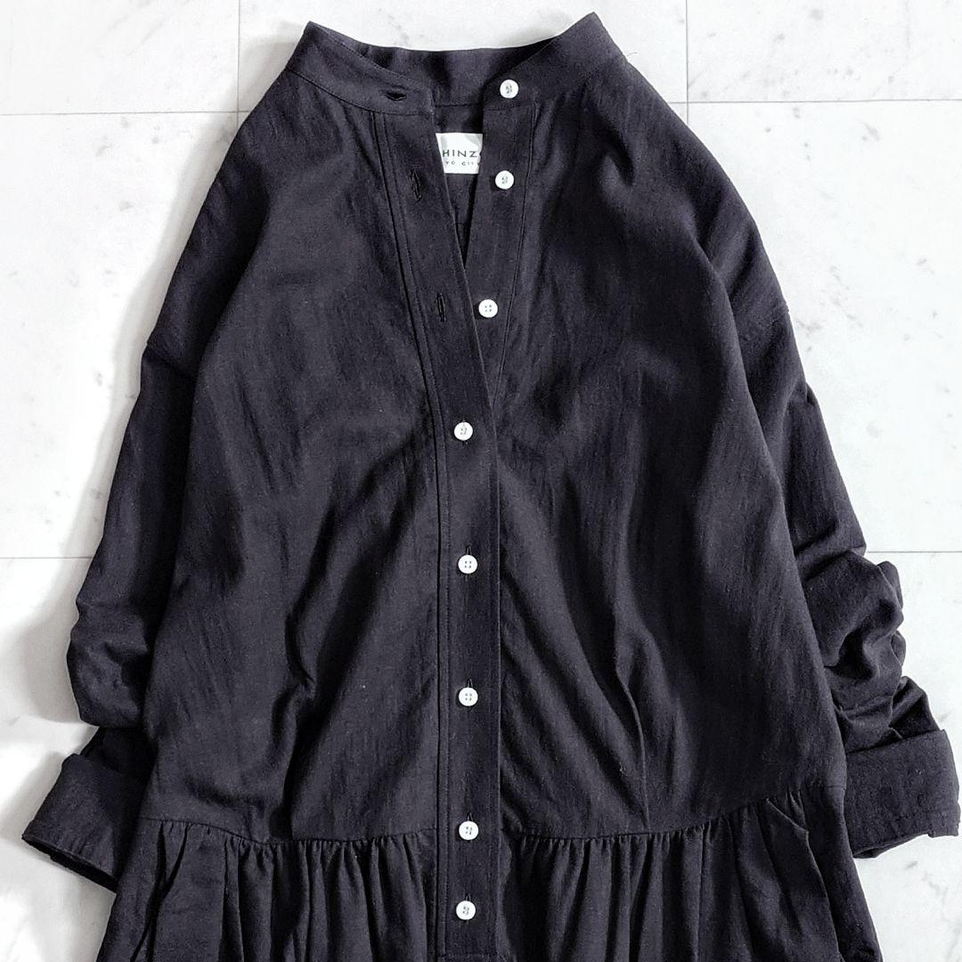 美品✨定価3.5万 ザシンゾーン バンドカラー リネン ロングシャツワンピース