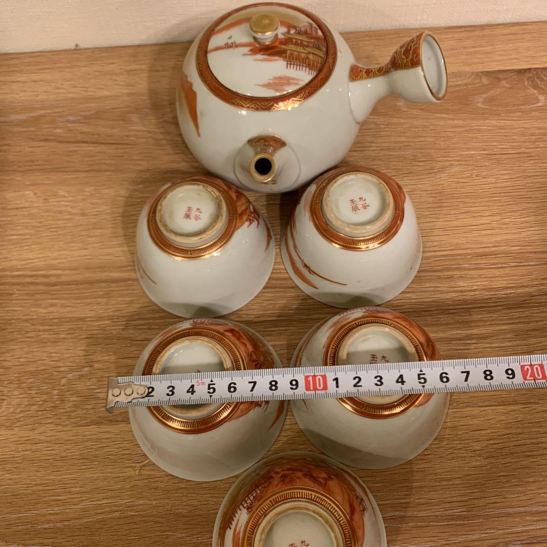 九谷焼　極密画　赤絵　急須　アンティーク