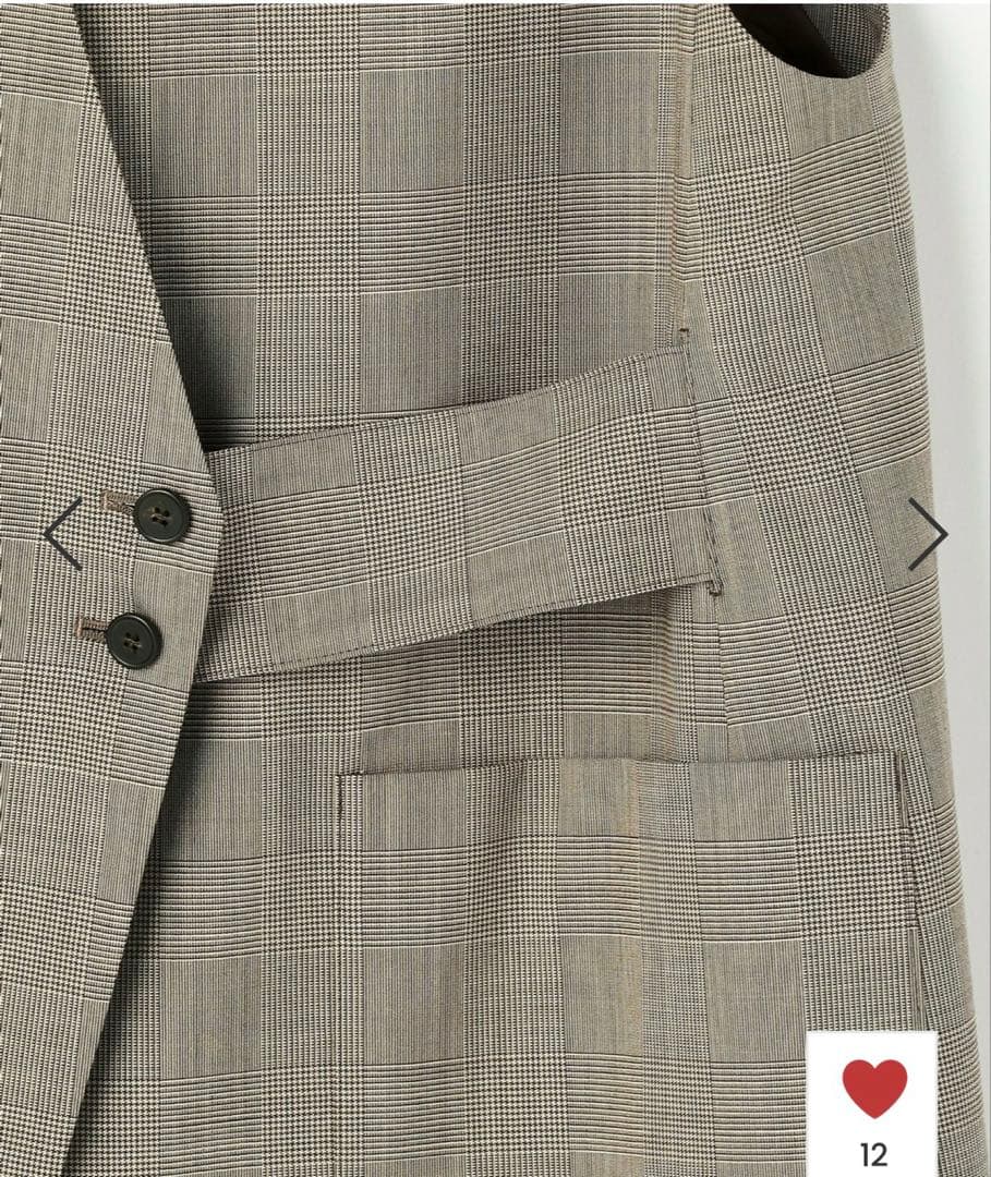 【美品】L'EQUIPE ストレッチグレンチェック ロングジレ