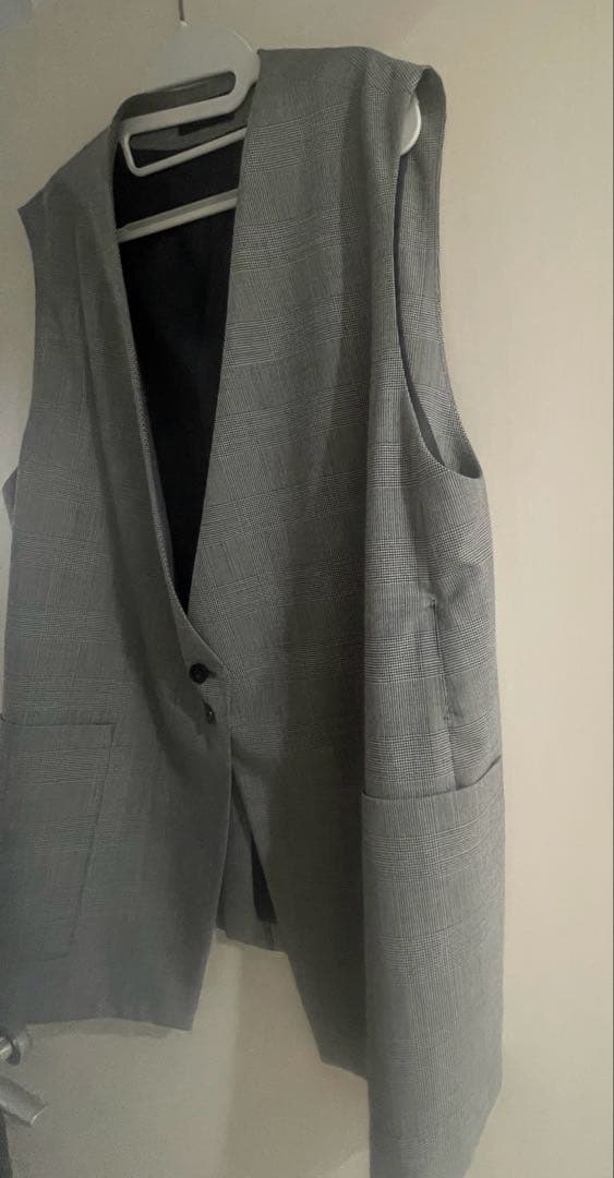 【美品】L'EQUIPE ストレッチグレンチェック ロングジレ