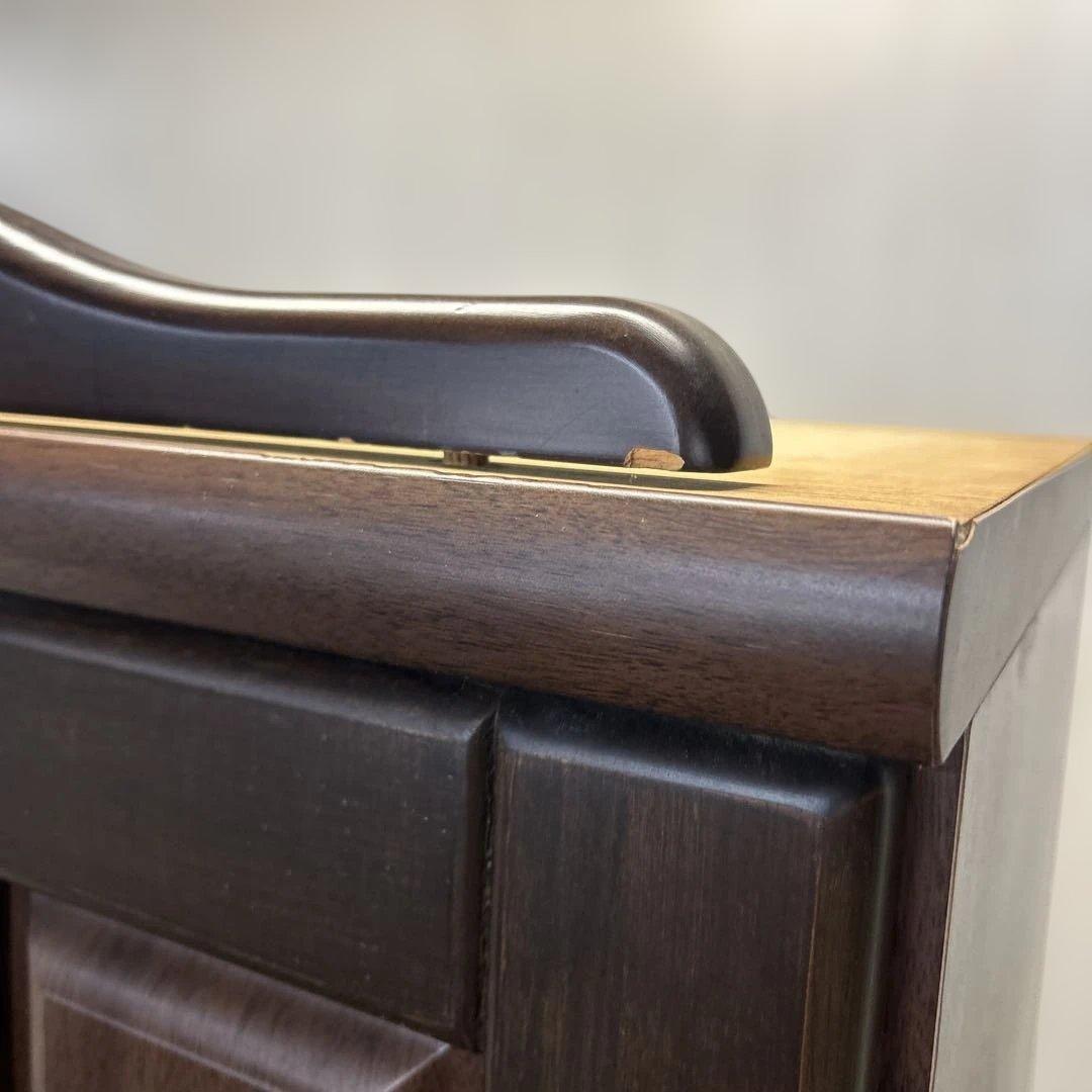 **ミラー付きの木製シューズボックス（下駄箱）カントリー　英国　丸脚