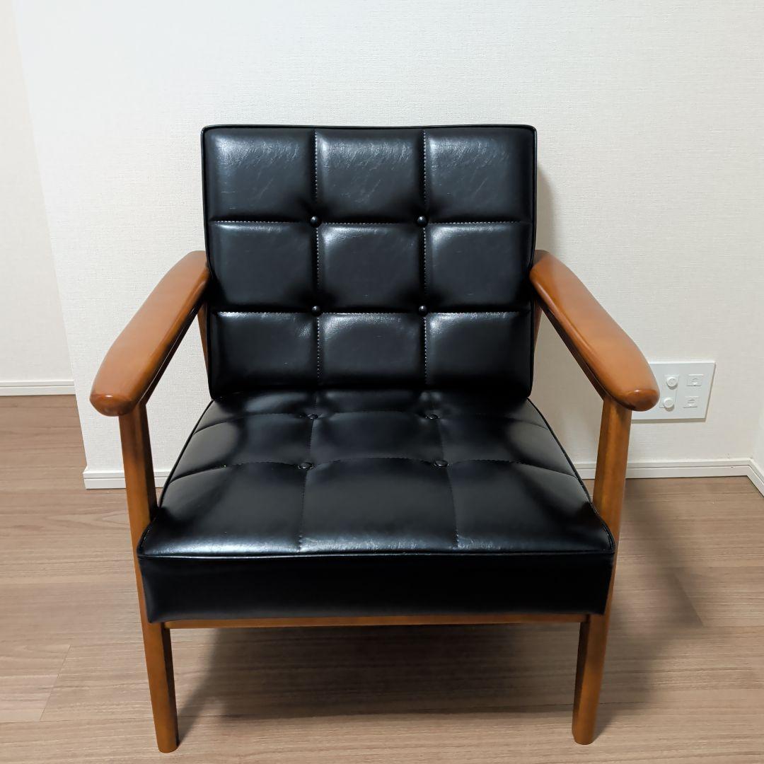 ※送料込み※美品【カリモク60】 Kチェア ソファ 1人掛け ブラック 合成皮革
