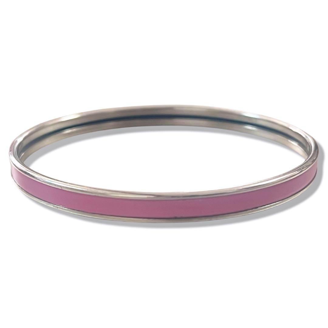 一点物　エルメス ユニ　バングル エナメル ブレスレット ピンク　送料無料