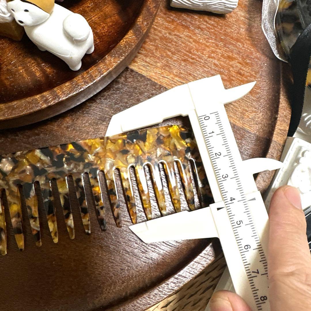 特価☆ヘアコーム65大きめスクエア型アセテートくしヘアコーム約15cm茶金色高級