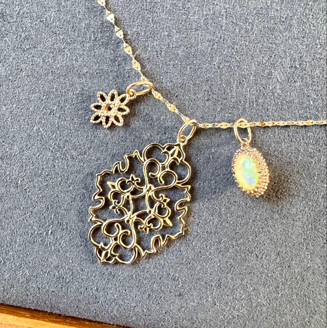 agete◆ジャスミン*K10*透かしネックレスチャーム*トップ*アガット