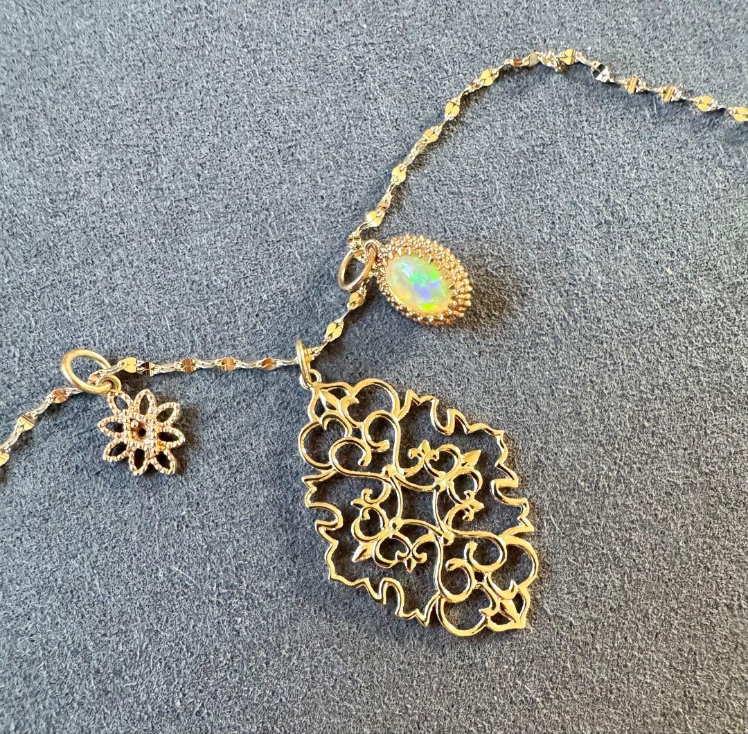 agete◆ジャスミン*K10*透かしネックレスチャーム*トップ*アガット