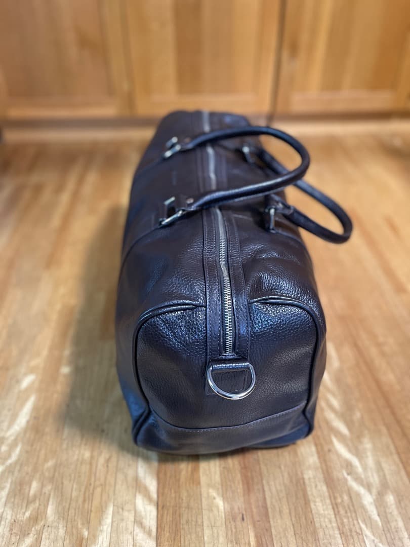 COLE HAAN ダークブラウン シボ革 ボストンバッグ