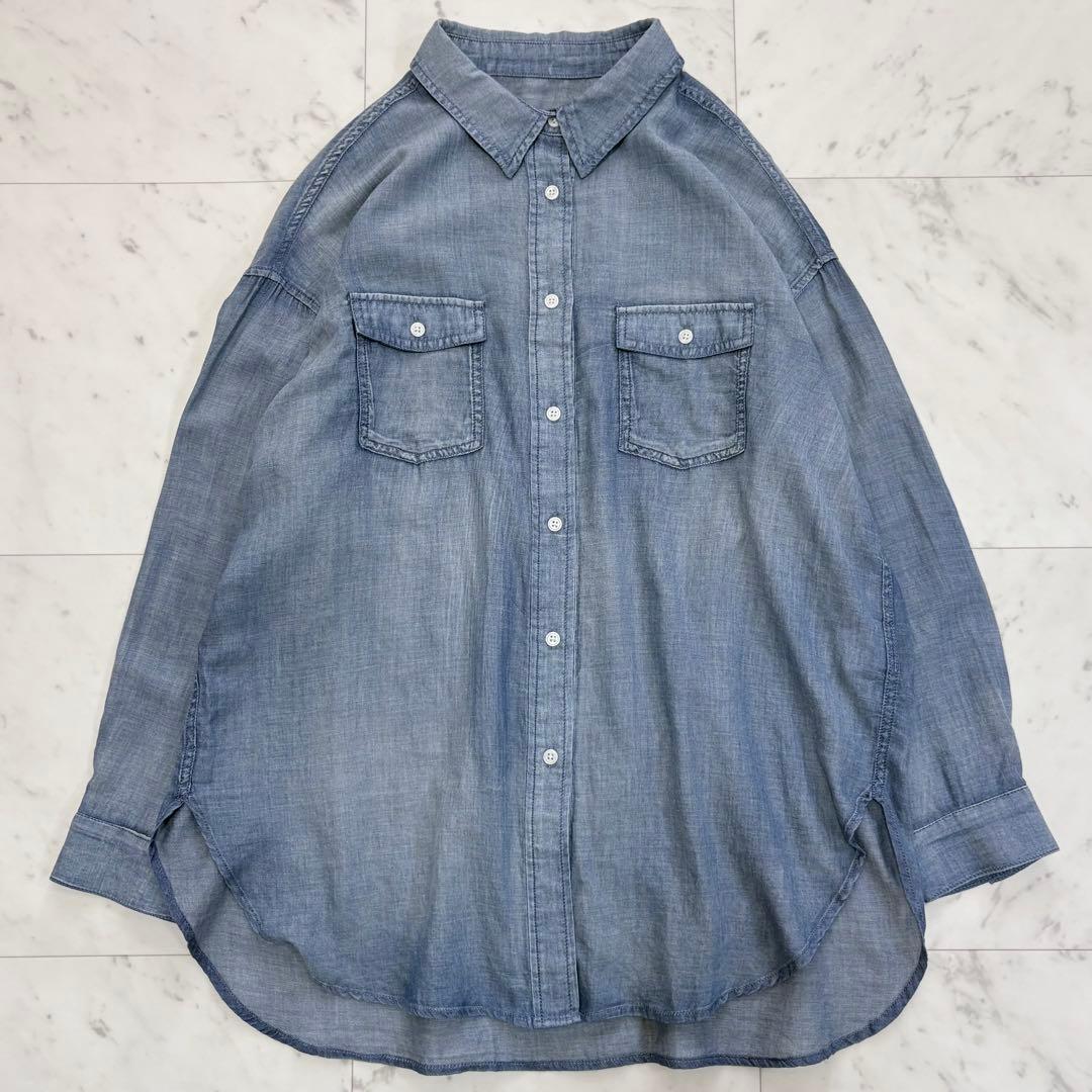 極美品✨ビアズリー　シフォンデニムシャツ　長袖シャツ　人気　ゆったり