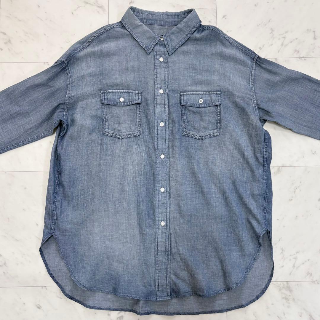 極美品✨ビアズリー　シフォンデニムシャツ　長袖シャツ　人気　ゆったり