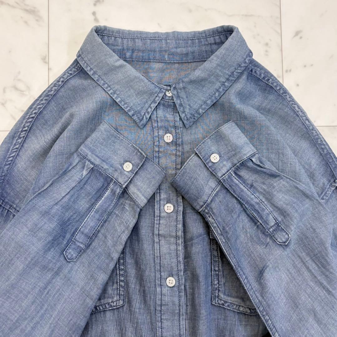 極美品✨ビアズリー　シフォンデニムシャツ　長袖シャツ　人気　ゆったり