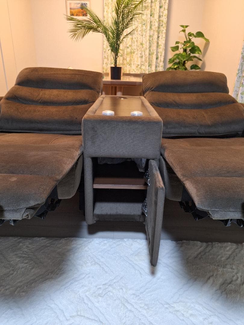 【美品・3ヶ月使用】ニトリ電動リクライニングソファ Nビリーバ3 収納付2人掛け