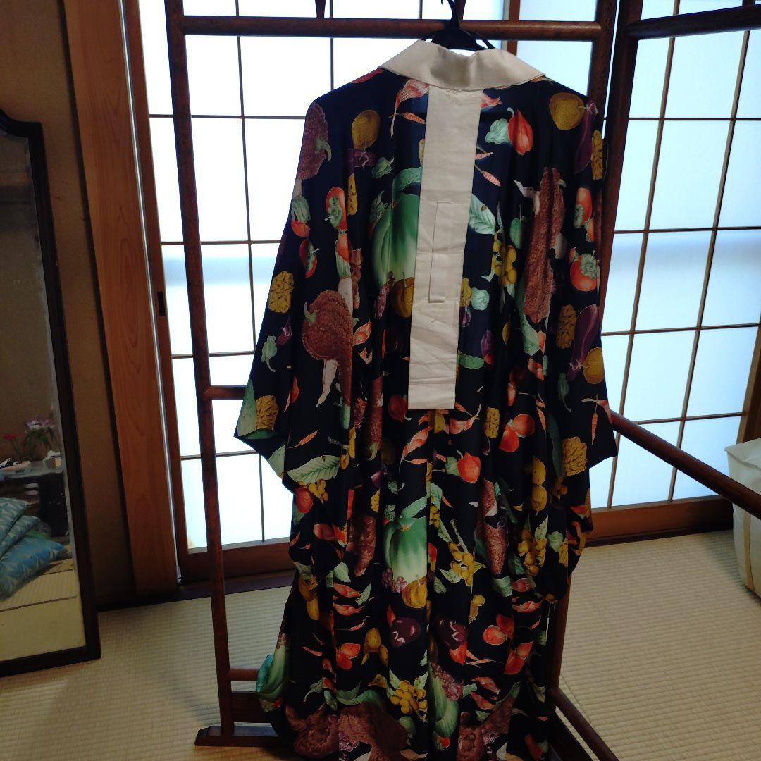岡重　正絹長襦袢　野菜柄