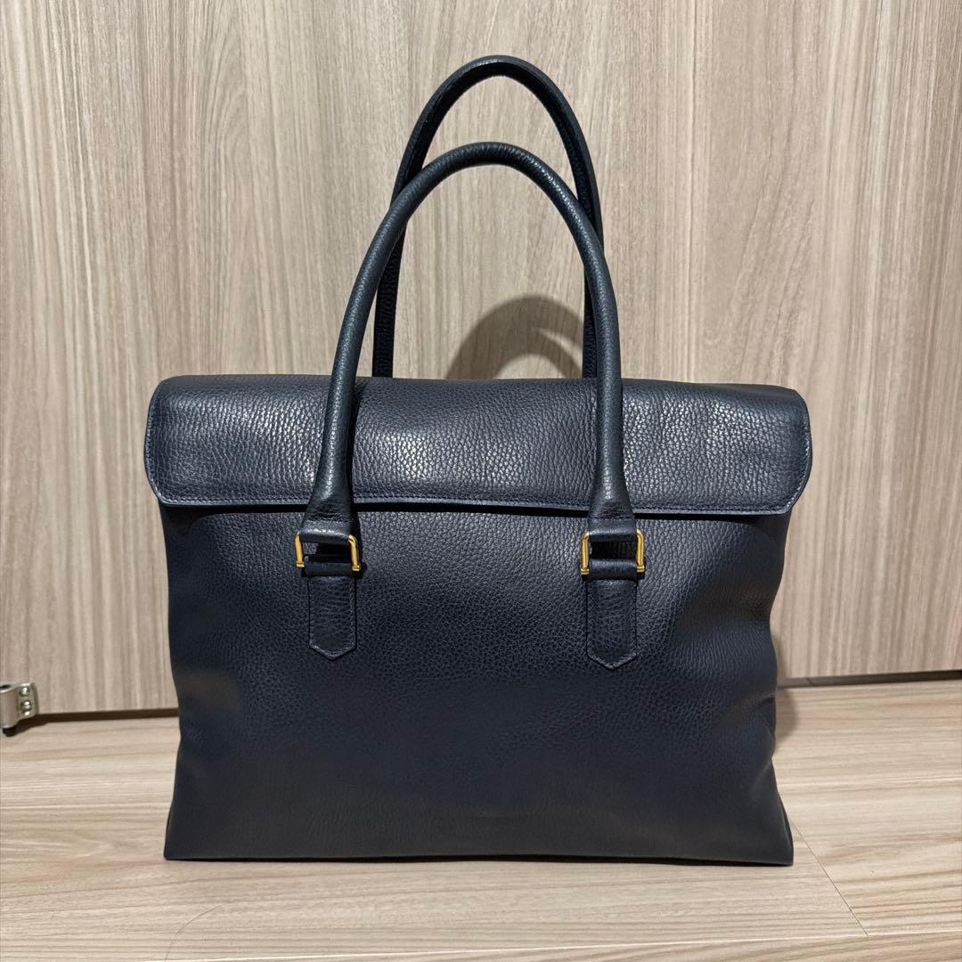 CELINE マンテル ハンドバッグ レザー ネイビー　ヴィンテージ　セリーヌ
