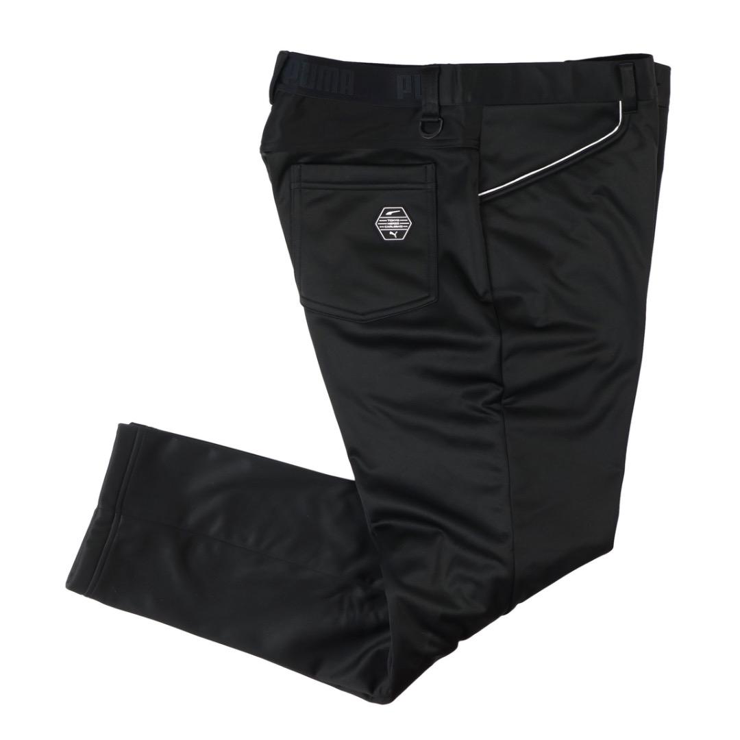【M】秋冬 プーマ ゴルフ 保温 裏フリース ボンディング テーパードパンツ 黒