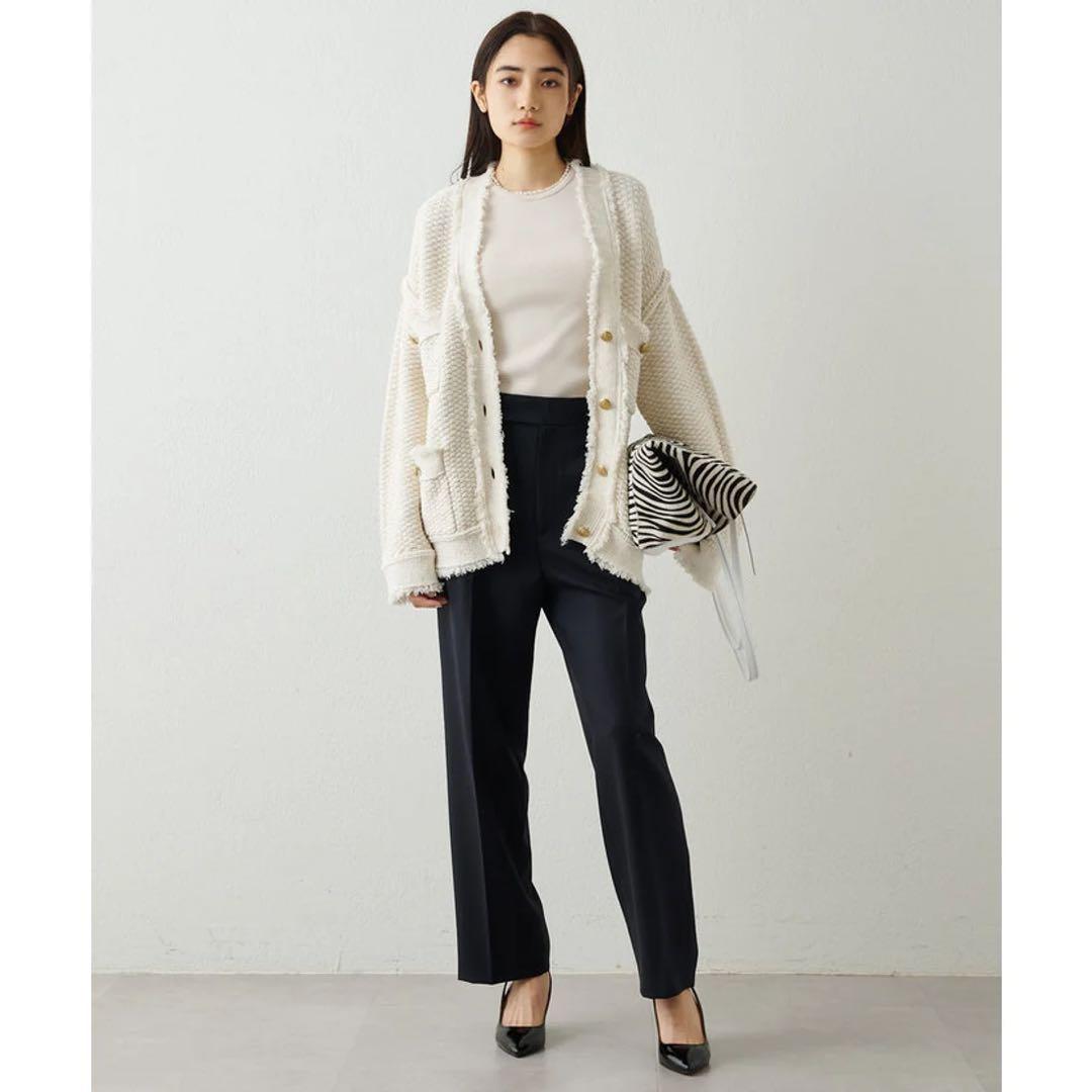 最終値下げ　Whim Gazette TWEEDYニットジャケット　ホワイト