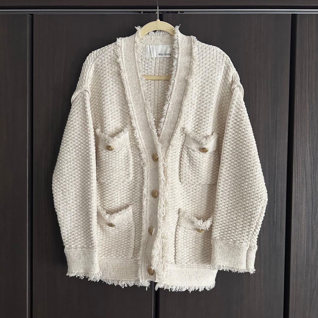 最終値下げ　Whim Gazette TWEEDYニットジャケット　ホワイト