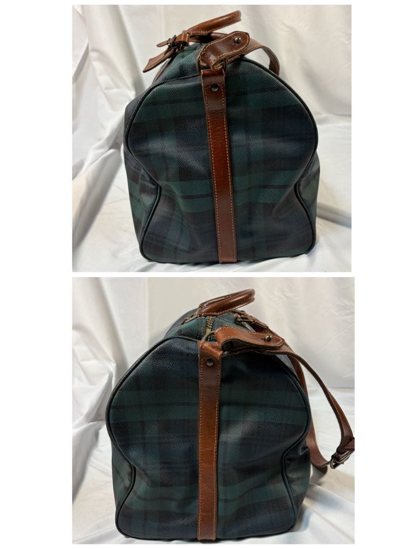 ポロ　ラルフローレン　ボストンバッグ　 2way チェック　PVC レザー　底鋲