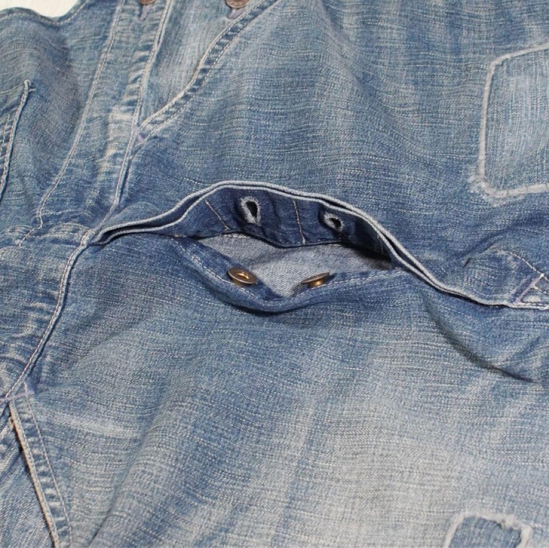 2022年製 加工《RRL》オーバーオール(XS)ボタンフライ デニム 縦落ち