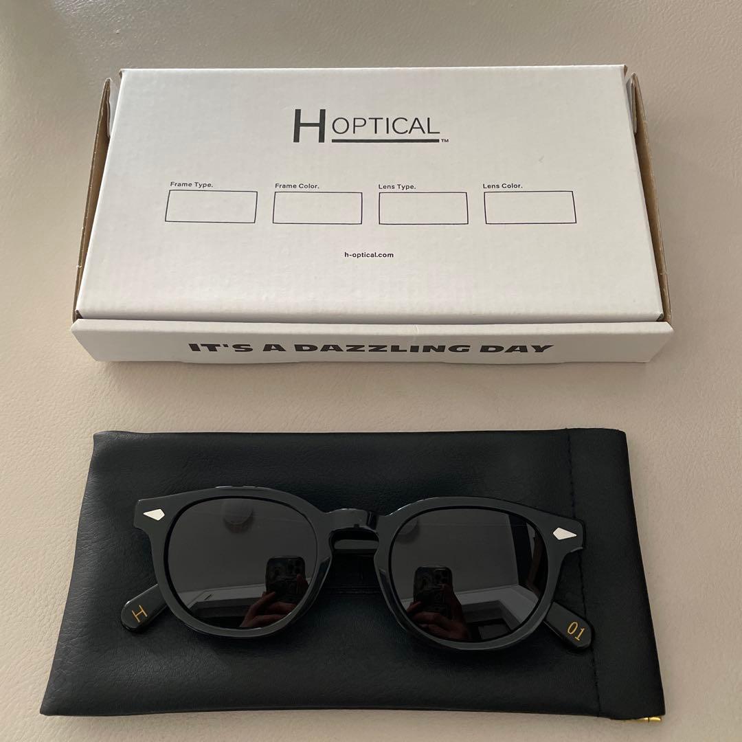 H Optical ブラック ボストン型 サングラス 01