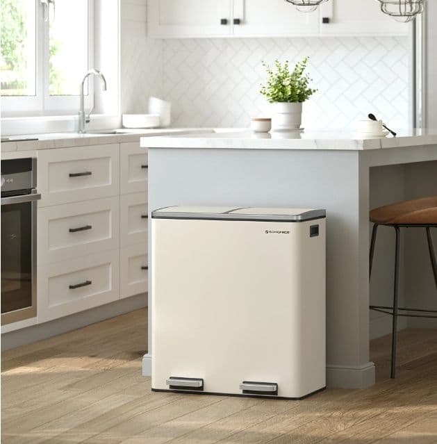 #新品　訳ありゴミ箱 ダストボックス 2分別ペダル式 2x30L ステンレス