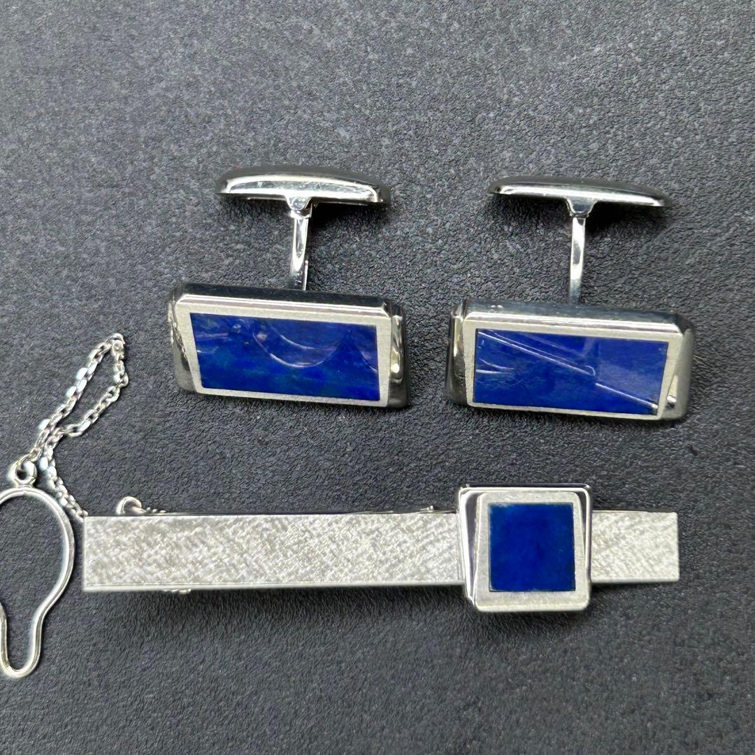 あやめ123 14金ホワイトゴールド　東急　ラピスラズリ？　ネクタイピン