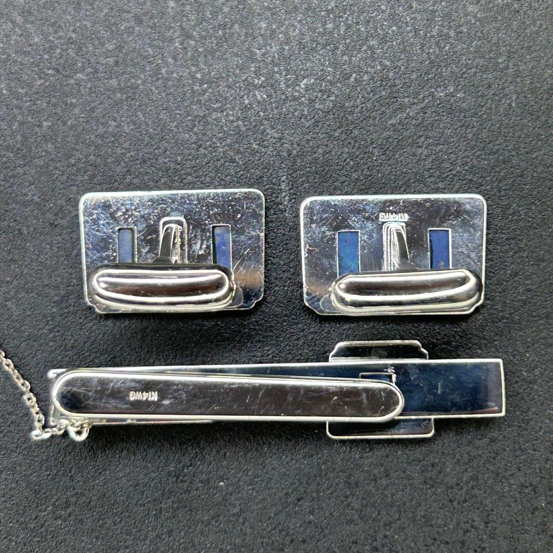 あやめ123 14金ホワイトゴールド　東急　ラピスラズリ？　ネクタイピン